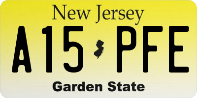 NJ license plate A15PFE