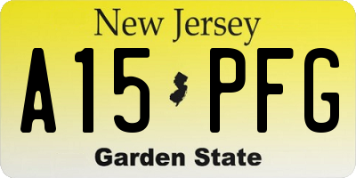 NJ license plate A15PFG