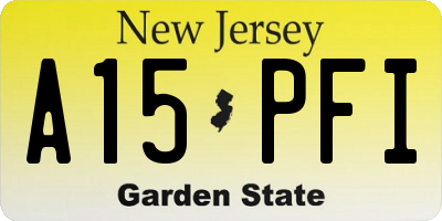 NJ license plate A15PFI
