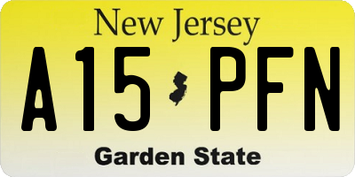 NJ license plate A15PFN