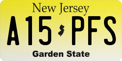 NJ license plate A15PFS
