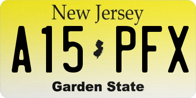 NJ license plate A15PFX