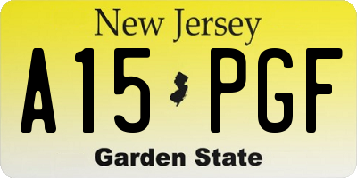 NJ license plate A15PGF