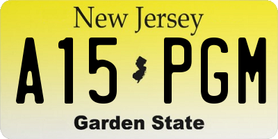 NJ license plate A15PGM