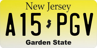 NJ license plate A15PGV