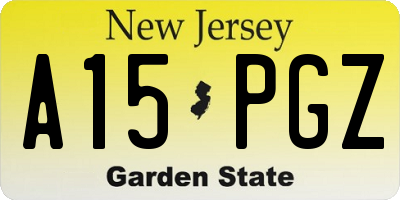NJ license plate A15PGZ