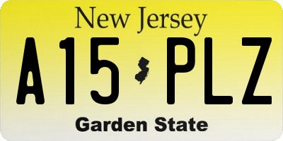 NJ license plate A15PLZ