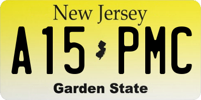 NJ license plate A15PMC