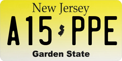 NJ license plate A15PPE