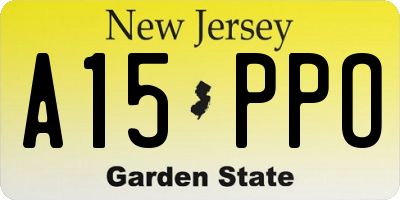 NJ license plate A15PPO
