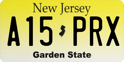 NJ license plate A15PRX