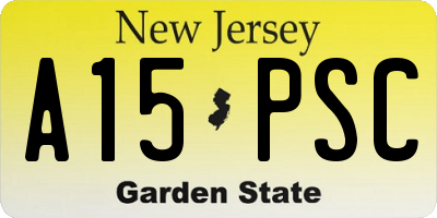 NJ license plate A15PSC