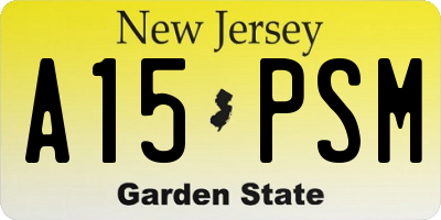 NJ license plate A15PSM