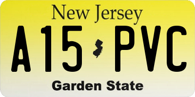 NJ license plate A15PVC