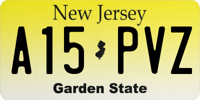 NJ license plate A15PVZ