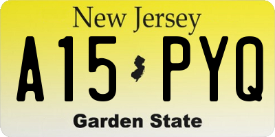 NJ license plate A15PYQ