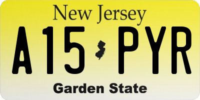 NJ license plate A15PYR