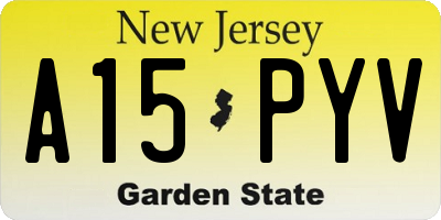 NJ license plate A15PYV