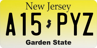 NJ license plate A15PYZ