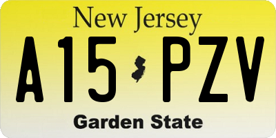 NJ license plate A15PZV