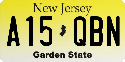 NJ license plate A15QBN