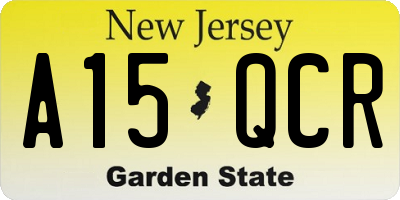 NJ license plate A15QCR