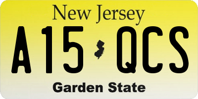 NJ license plate A15QCS