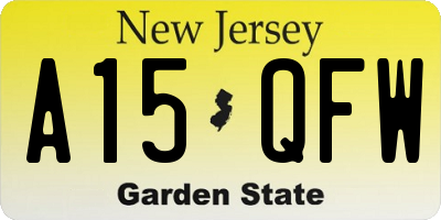 NJ license plate A15QFW