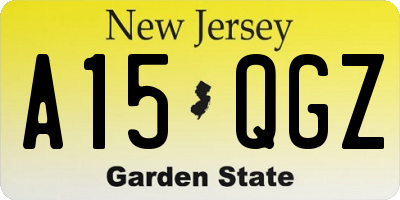 NJ license plate A15QGZ