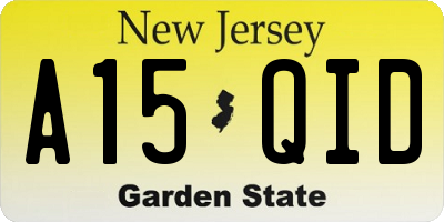 NJ license plate A15QID
