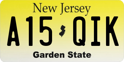 NJ license plate A15QIK