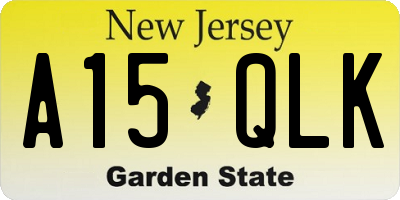 NJ license plate A15QLK