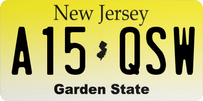 NJ license plate A15QSW