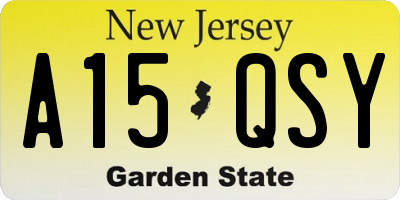 NJ license plate A15QSY