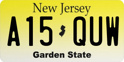 NJ license plate A15QUW