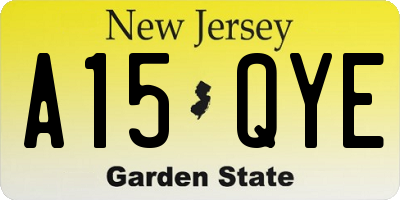 NJ license plate A15QYE
