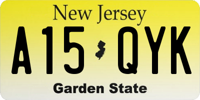 NJ license plate A15QYK