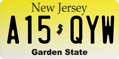 NJ license plate A15QYW