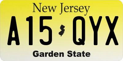 NJ license plate A15QYX