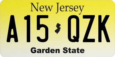 NJ license plate A15QZK