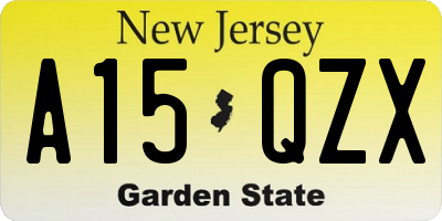 NJ license plate A15QZX