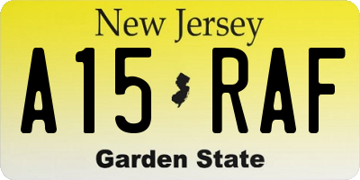 NJ license plate A15RAF