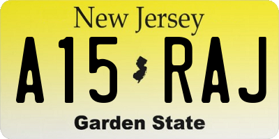 NJ license plate A15RAJ