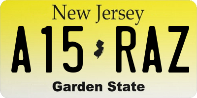 NJ license plate A15RAZ