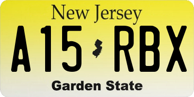NJ license plate A15RBX