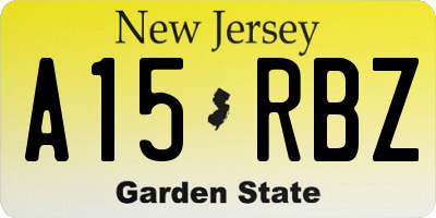 NJ license plate A15RBZ