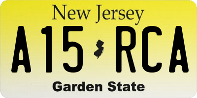 NJ license plate A15RCA
