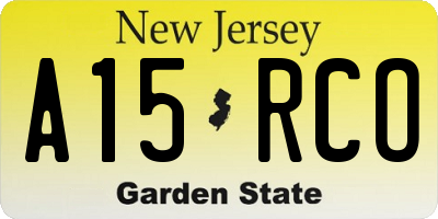 NJ license plate A15RCO