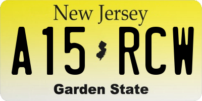 NJ license plate A15RCW