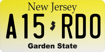 NJ license plate A15RDO
